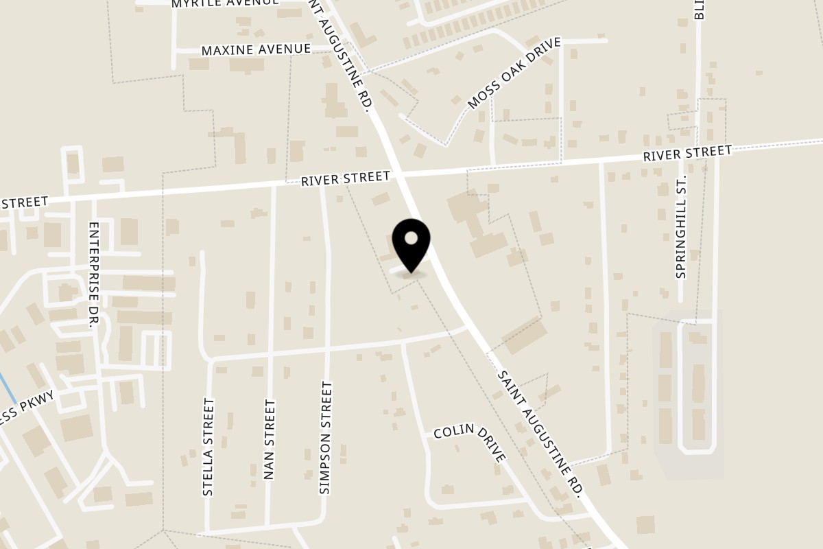 Map showing the location of Rico's Taco's on 250 St Augustine Rd in Valdosta